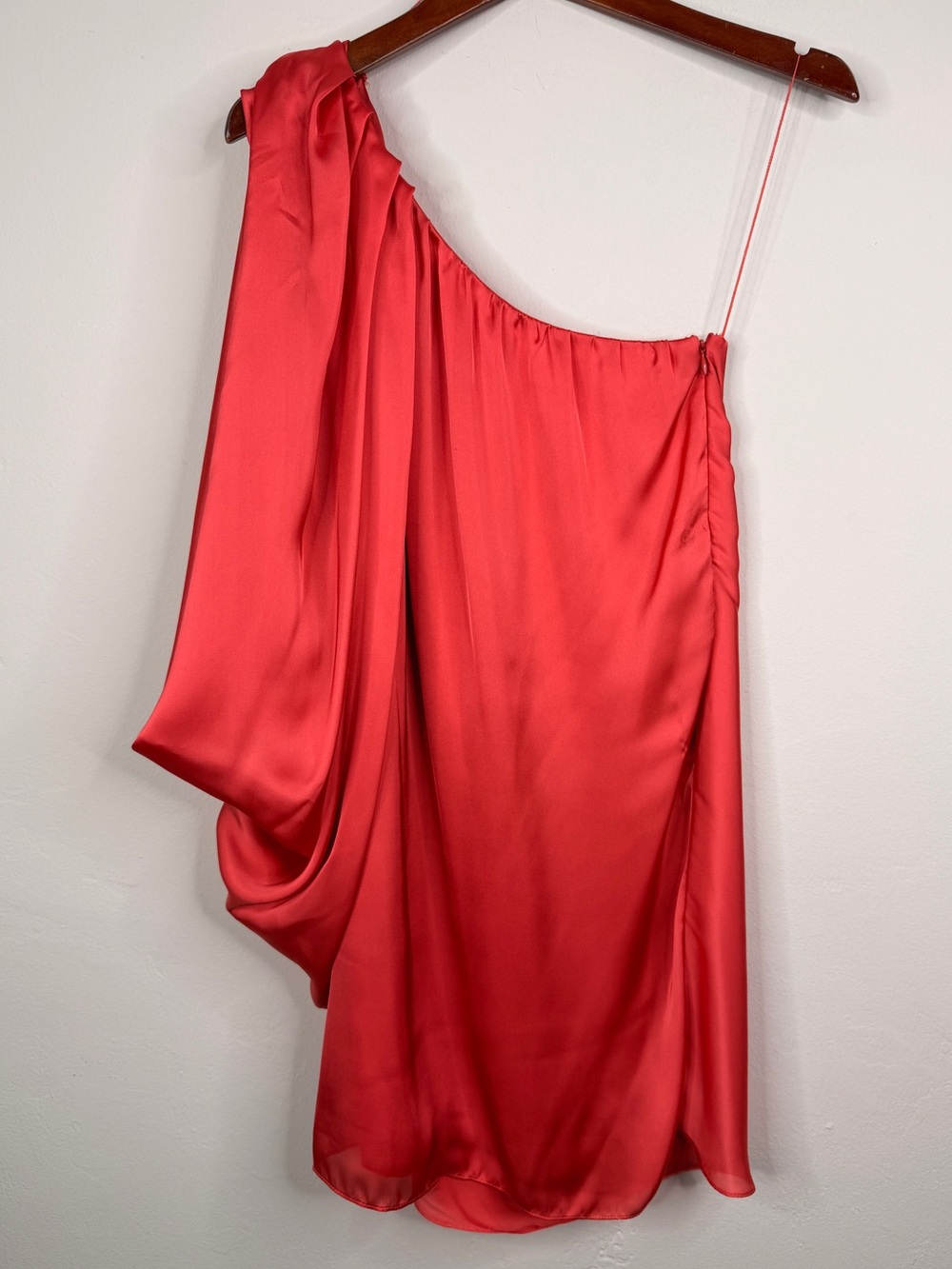 Aqua Dresses One Shoulder Satin Cocktail Dress Womens Size 6 Coral Pink Draped
